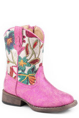 Roper Toddler Girls  Metallic Pink Vamp Boot With Multi Metallic Floral Shaft - Roper