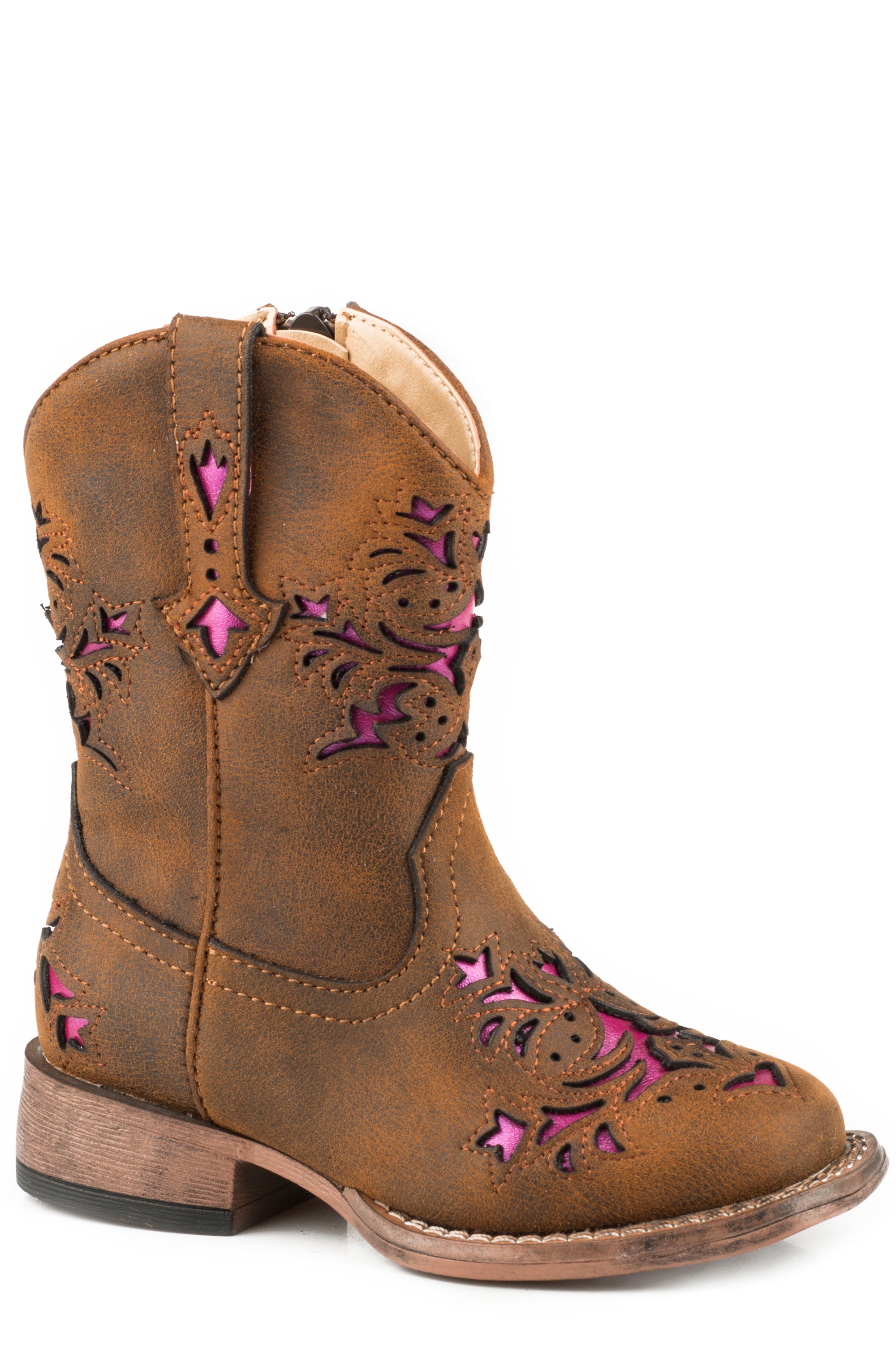 Roper Girls Toddler Vintage Brown With Pink Metallic Underlay - Roper