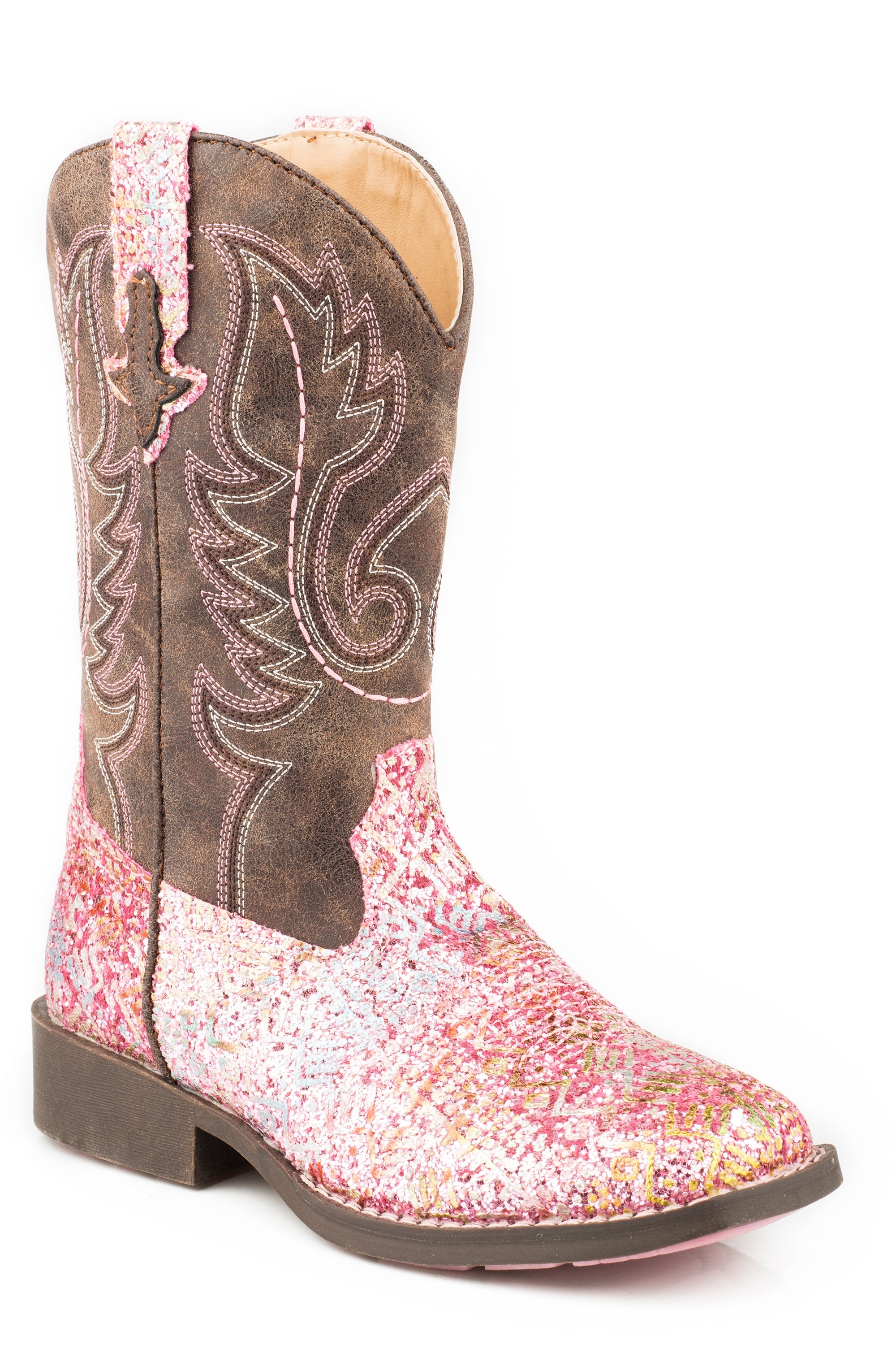 Roper Little Girls Pink Southwest Glitter