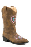 Roper Little Girls Brown With Glitter Heart