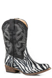 Roper Little Girls Black  Silver Zebra Glitter Vamp Boot With Black Shaft