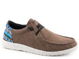 Roper Little Boys Brown Canvas With Multi Aztec Heel