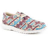 Roper Little Girls Brown Multi Aztec Fabric Upper