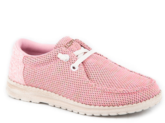 Roper Little Girls Pink Mesh With Pink Fabric Heel