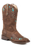 Roper Little Girls Brown Vintage With Turquoise Embroidery And Crystals