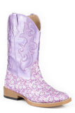 Roper Little Girls Purple Floral Glitter With Metallic Vamp