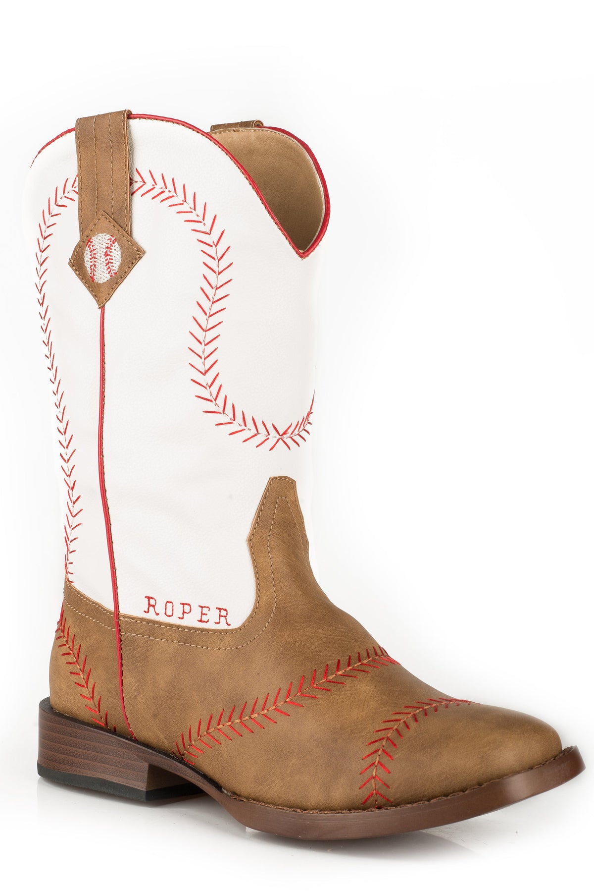 Roper Little Boys Tan And With Baseball Embroidery