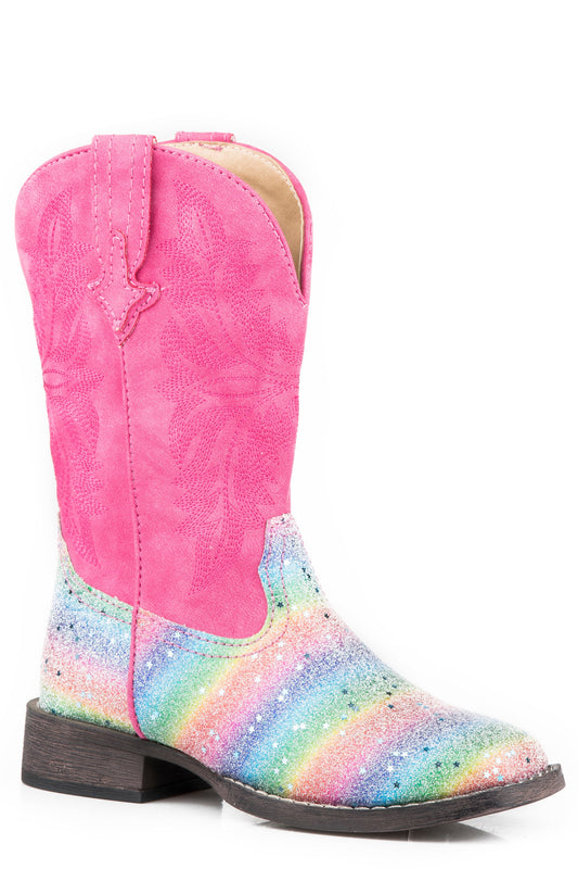 Roper Little Girls Multi Rainbow Glitter Vamp