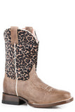 Roper Little Girls Brown Leather Vamp With Cheetah Printed On Faux Brushed Shaft