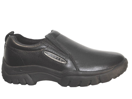 ROPER MENS PERFORMANCE SLIP ON SMOOTH BLACK TUMBLED LEATHER - Flyclothing LLC