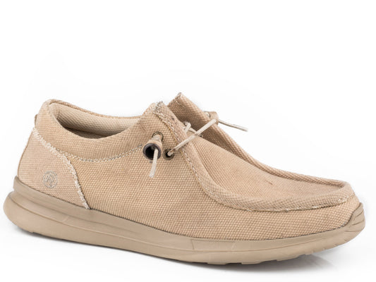 Roper Mens Tan Canvas Chukka With Two Eyelets  Elastic Laces