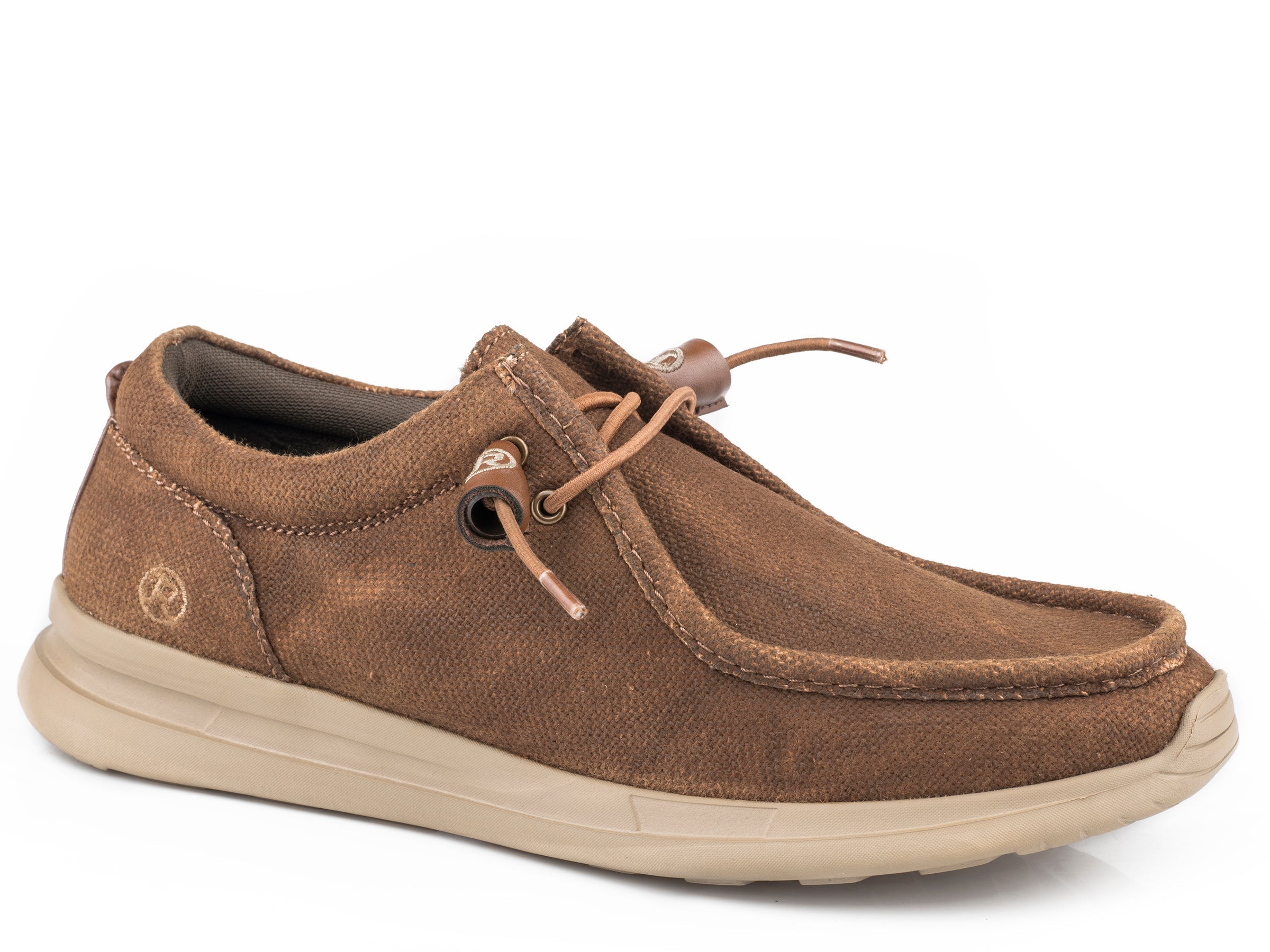 Roper Mens Cognac Canvas Chukka With Two Eyelets  Elastic Laces