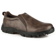 Roper Mens Performance Slip On Brown Tumbled Faux Leather