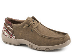 Roper Mens Brown Canvas With Aztec Heel