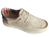 Roper Mens Beige Canvas With Flag Heel