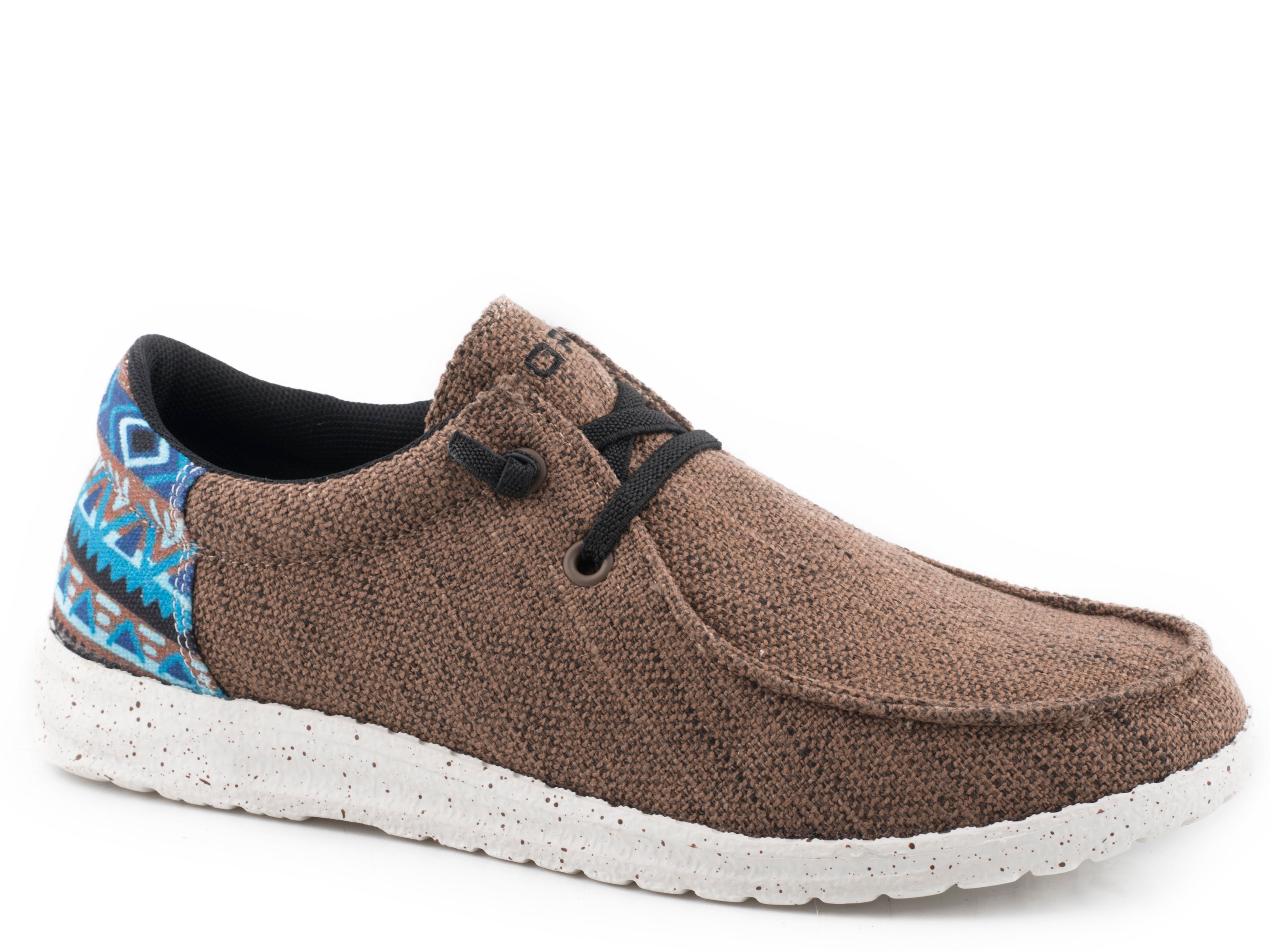 Roper Mens Brown Canvas With Multi Aztec Heel