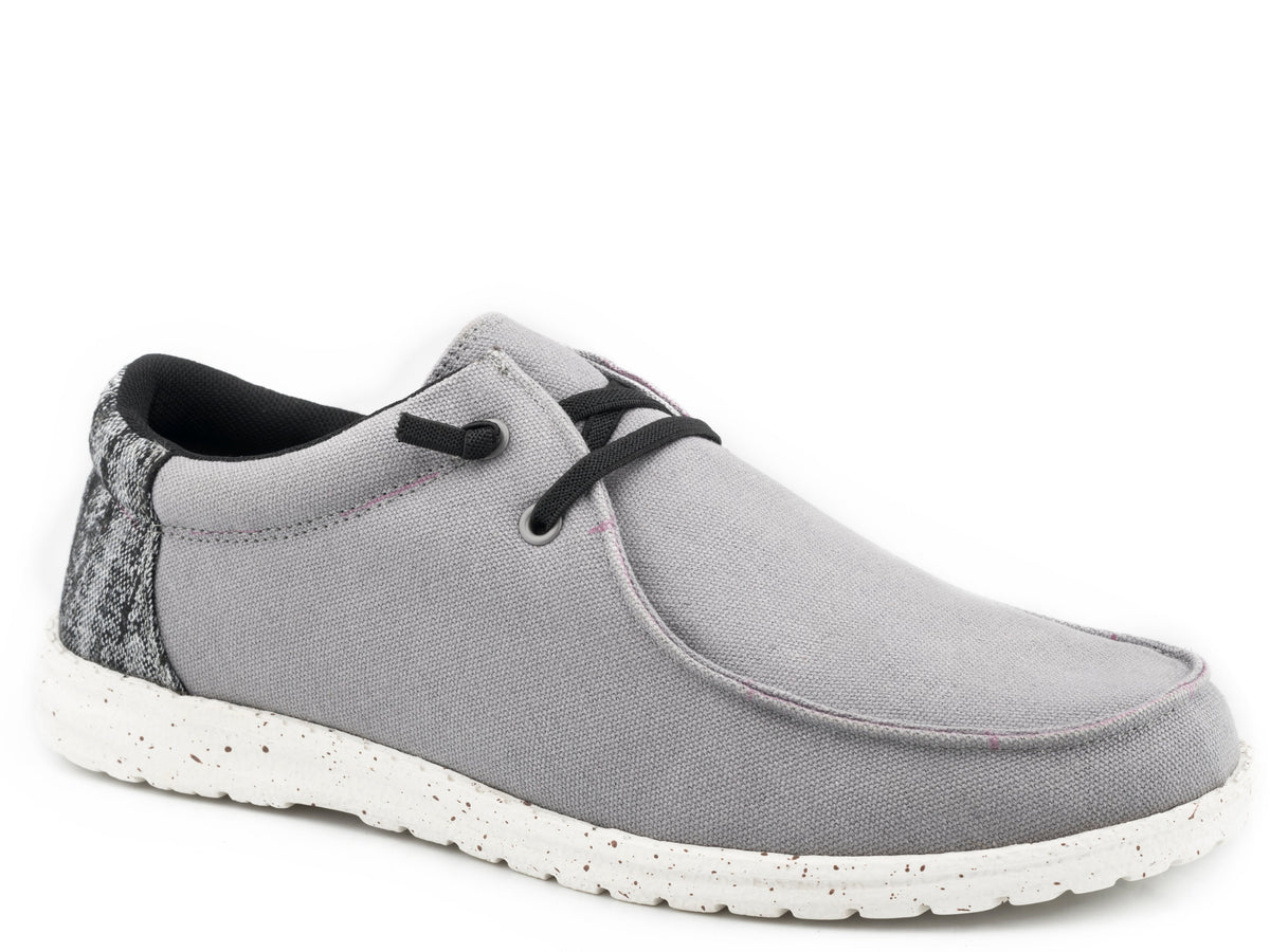 Roper Mens Grey Canvas With Multi Colored Heel