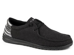 Roper Mens Black Canvas With Flag Heel