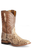 Roper Mens Natural Tan Backcut Python Vamp Square Toe Boot With Tan Shaft