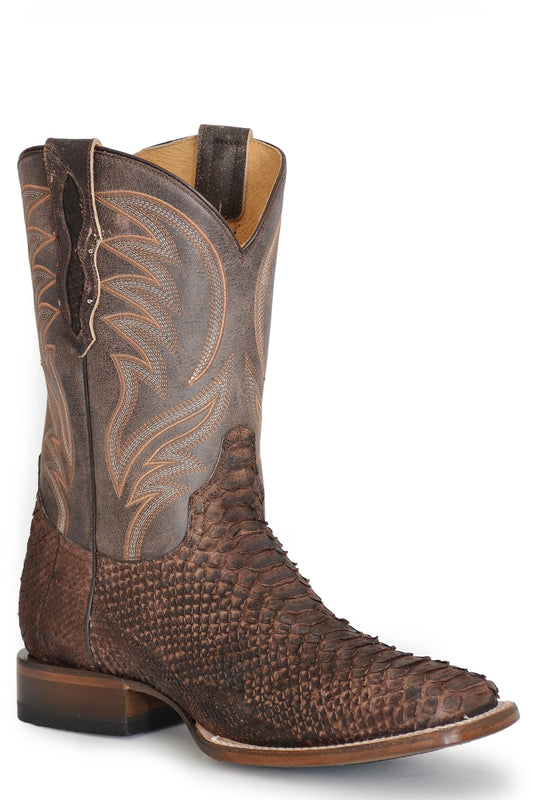 Roper Mens Oily Brown Backcut Python Vamp Boot