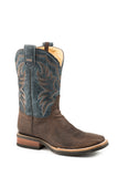 Roper Mens Leather Concealed Carry Boot Waxy Brown Vamp Waxy Blue Embroidered Upper