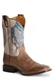 Roper Mens Brown Vamp With Natural Shaft Square Toe Boot With 2nd Amendment Printed On Shaft-Concealed Carry System