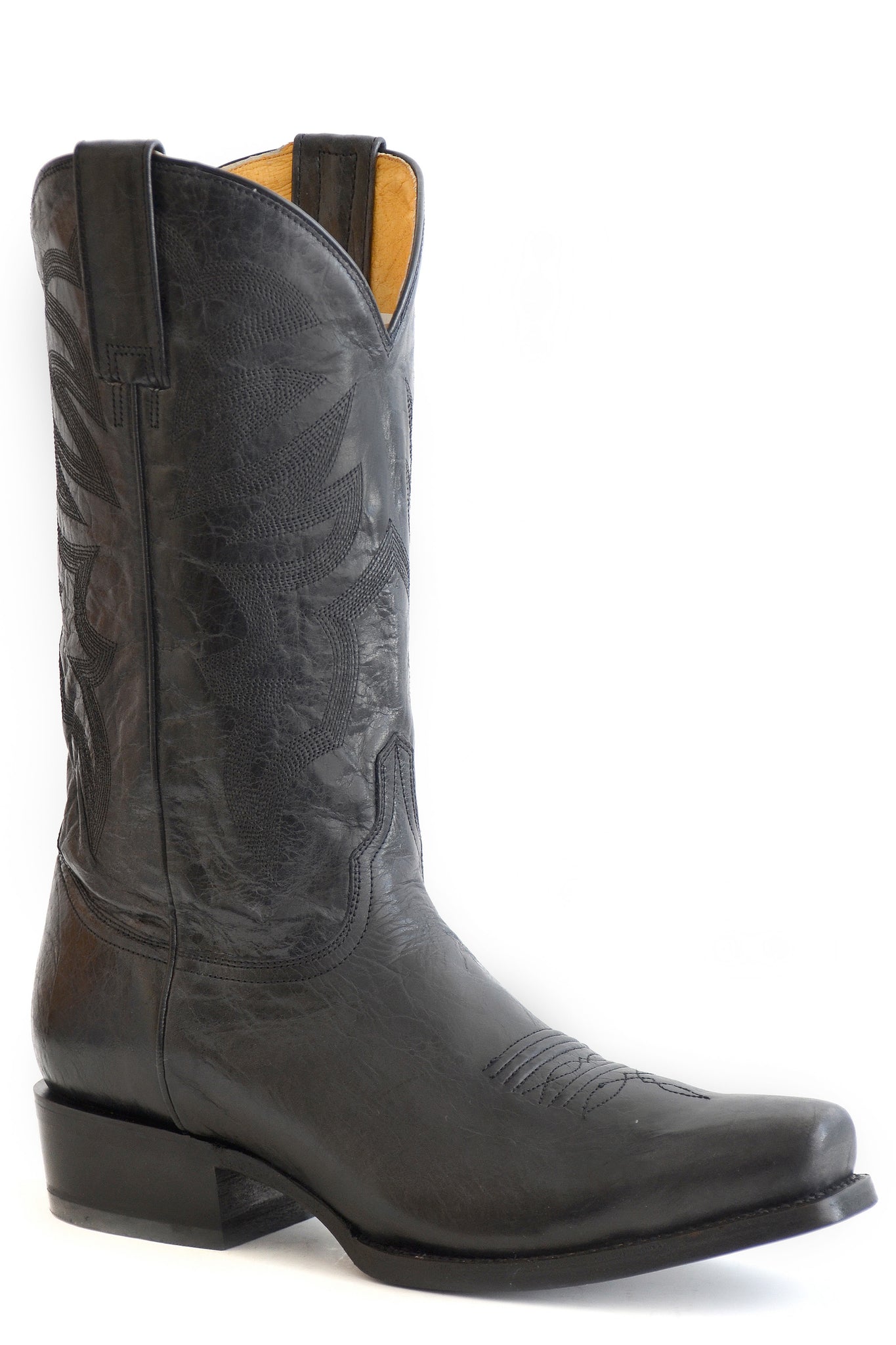 Roper Mens Marbled Black Leather Vamp And Shaft Boot