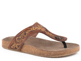 Roper Womens Cognac And Tan Tooled Leather