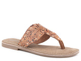 Roper Womens Tan Floral Embossed Leather