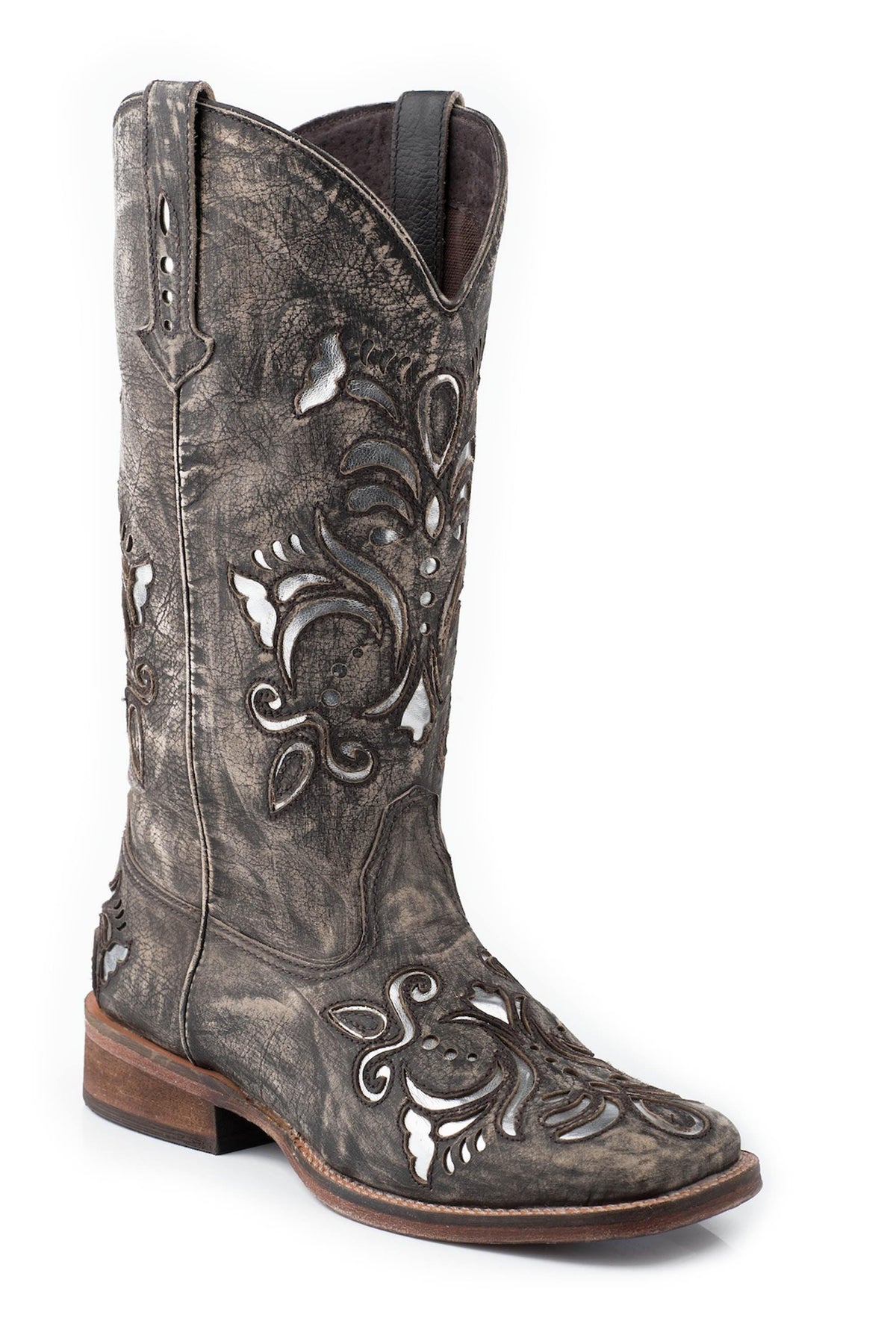 Roper Womens 12 In Leather Boot With Underay On Vamp And Shaft