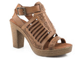 Roper Womens Beige Tooled Sandal