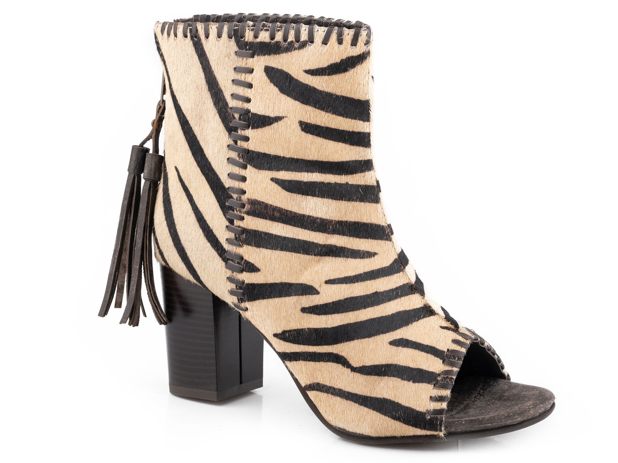 Roper Womens Zebra Hair On Hide Leather Sandal Boot