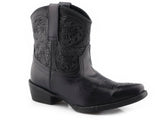 Roper Womens Black Vamp With Tooled Shaft