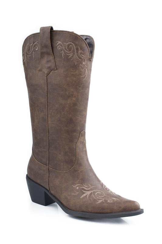 ROPER WOMENS FASHION COWBOY BOOT TAN ANTIQUED FAUX LEATHER WITH SCROLL EMBOIDERY - Flyclothing LLC