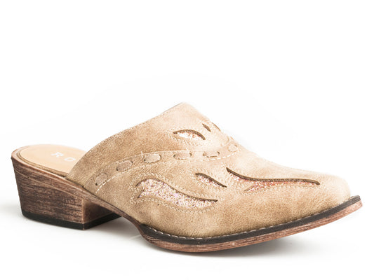 Roper Womens Snip Toe Beige Open Back Mule