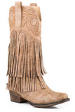 Roper Womens Tan Smooth Fringe Boot