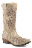 Roper Womens Vintage Beige Textile All Over Boot - Roper