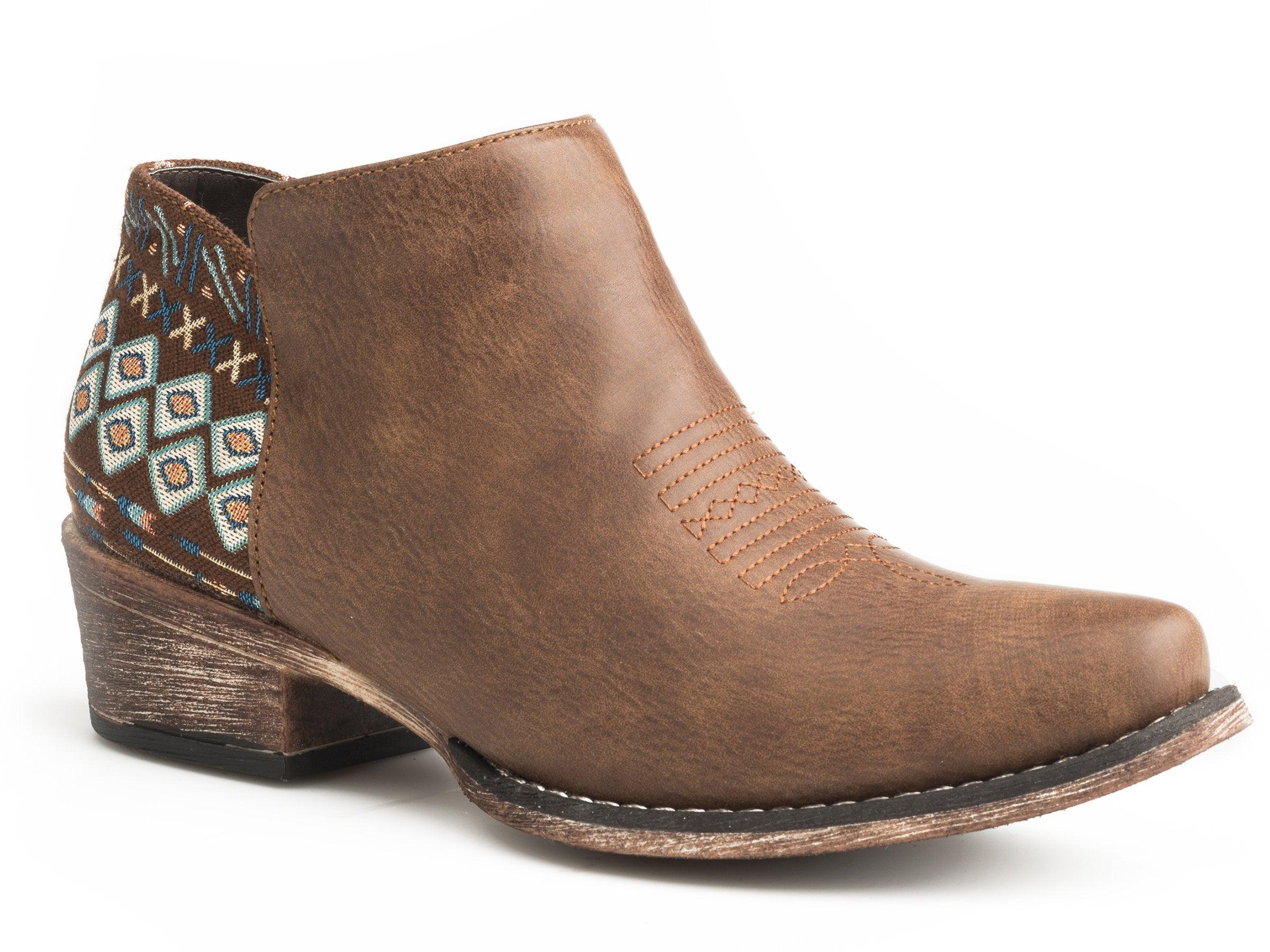 ROPER WOMENS SNIP TOE BROWN VAMP AZTEC HEEL - Flyclothing LLC