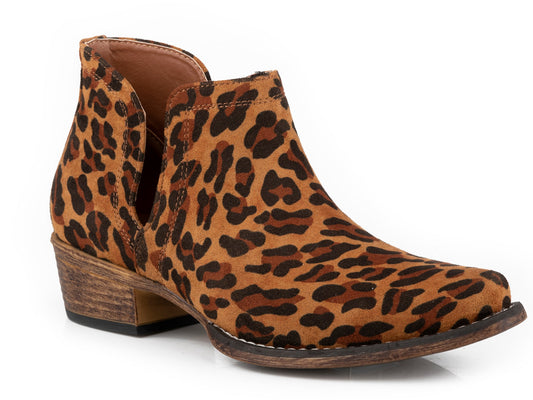 Roper Womens Snip Toe Cognac Leopard Faux Leather Shoe