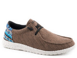 Roper Womens Brown Canvas With Multi Aztec Heel