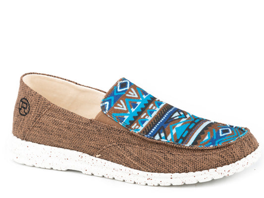 Roper Womens Brown Canvas With Aztec Vamp