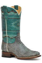 Roper Womens Vintage Turq And Brown Backcut Python Boot