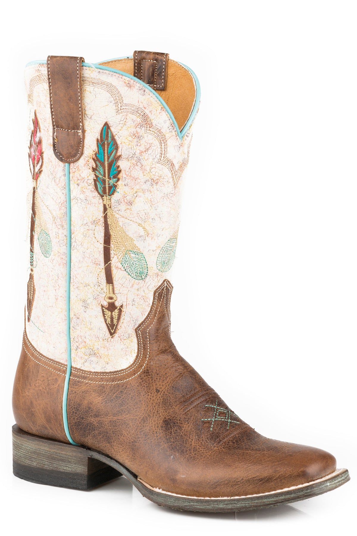 Roper Womens Vintage Tan Vamp Boot With Embroidered Arrow Design
