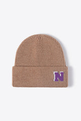 Letter N Patch Cuffed Knit Beanie - Flyclothing LLC