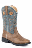 Roper Big Boys Distressed Brown With Saddle Vamp