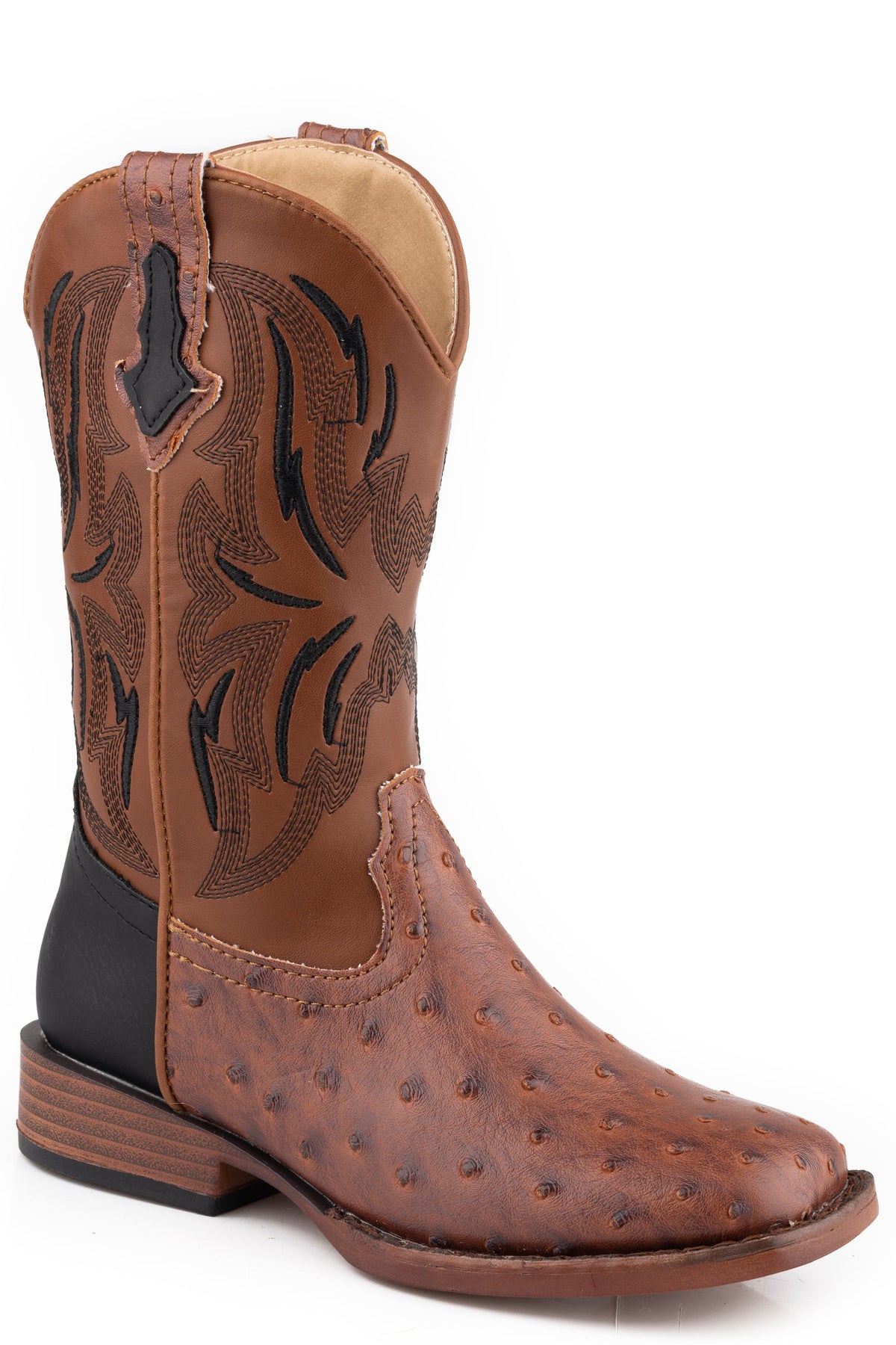 Roper Big Boys Tan Faux Ostrich Vamp