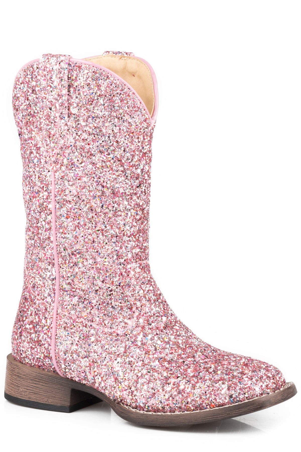 Roper Big Girls Pink Multi Glitter Vamp