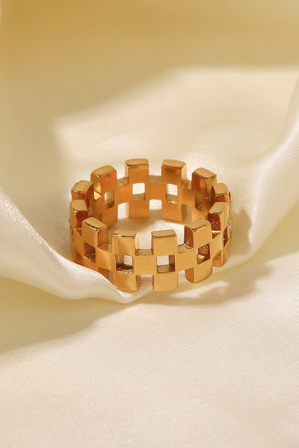 Contrast Stainless Steel 18K Gold-Plated Ring - Flyclothing LLC