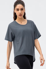 Round Neck Short Sleeve Active Tee - Flyclothing LLC