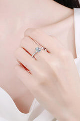 925 Sterling Silver Inlaid 1 Carat Moissanite Ring - Trendsi